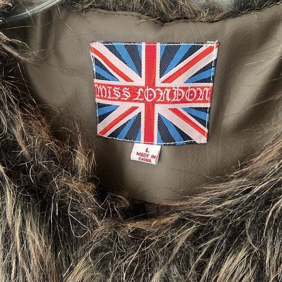 Miss London Faux Fur and Leather Vest Womens Size Large - Picture 2 of 8